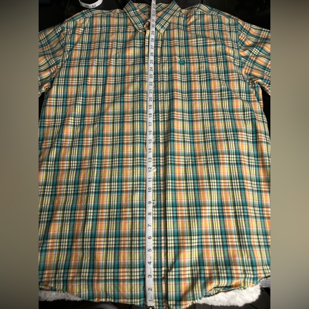 Cinch | Men's XXL | Green Orange Blue |Plaid | Western Shirt | button down | - Picture 3 of 12